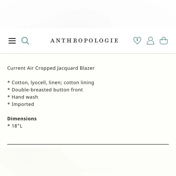 CURRENT AIR by ANTHROPOLOGIE Cropped Jacquard Blazer in Light Sand - Picture 10 of 10